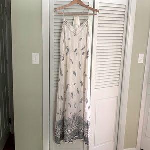 Club Monaco Silk, lined White Paisley Maxi Halter Dress (12)